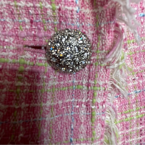 Grace Elements Women”s Pink Blazer 8P Textured Fringe Barbie Cottagecore Boho - Picture 7 of 15